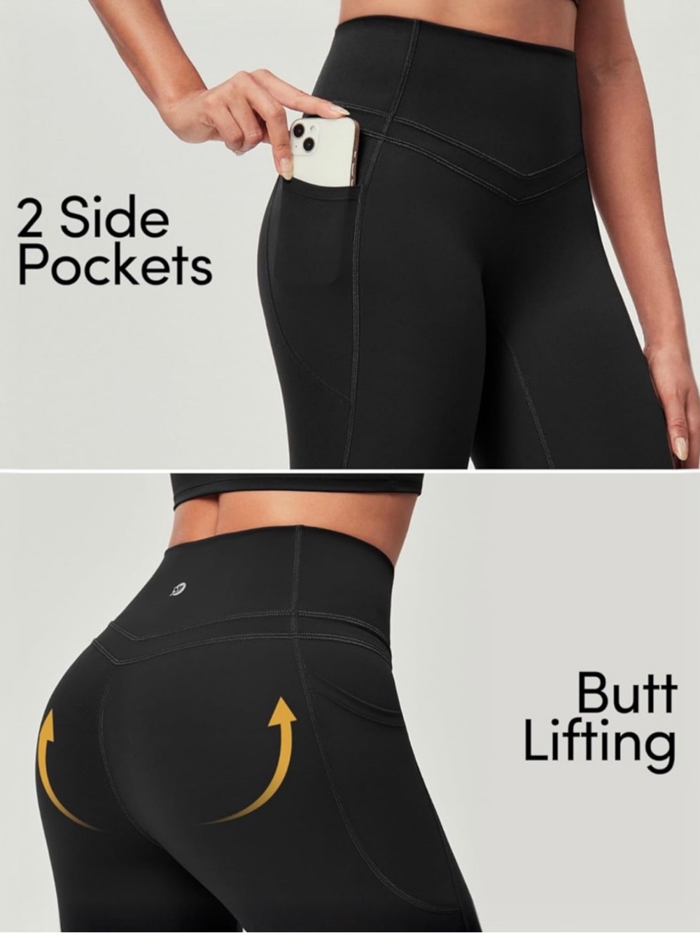 NWT IUGA PowerTight High Waisted Leggings XL Black Compression Side Pocket - Picture 7 of 16